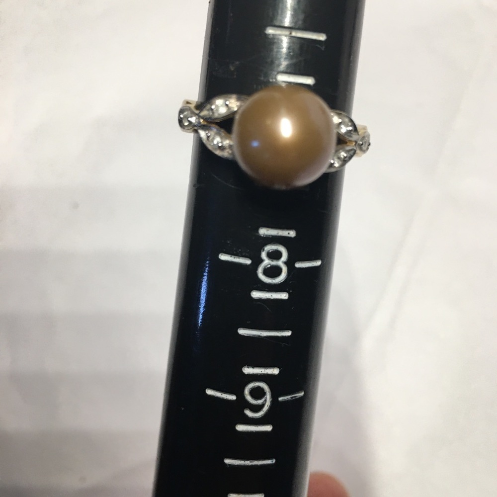 14K gold Dyed brownish pearl ring - Picture 4 of 5